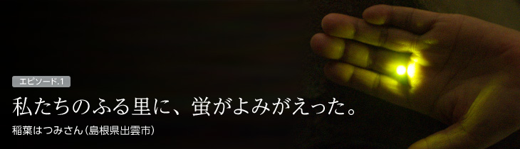 私たちのふる里に、 蛍がよみがえった。　稲葉はつみさん（島根県出雲市）