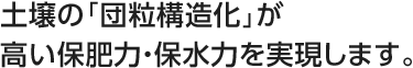 土壌の「団粒構造化」が高い保肥力・保水力を実現します。