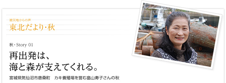 再出発は、海と森が支えてくれる。　宮城県気仙沼市唐桑町　カキ養殖場を営む畠山寿子さんの秋